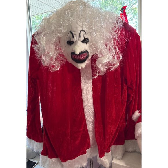 Scary Art Clown Santa Haloween Costume Cosplay Outfit Mask Accessories Size Med - Picture 8 of 14
